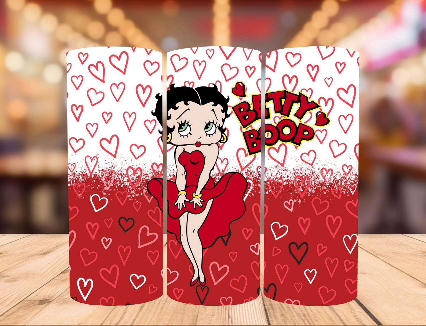 20 oz skinny Tumbler with straw "BETTY BOOP"