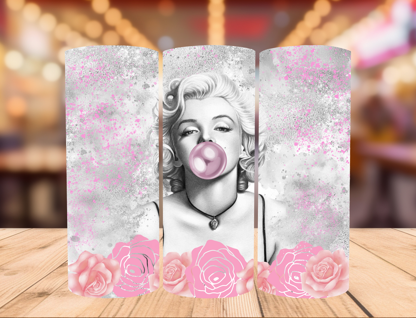 20 oz skinny Tumbler with straw "MARILYN"