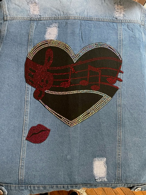 MUSIC LOVER Bling Patch Jean Jacket