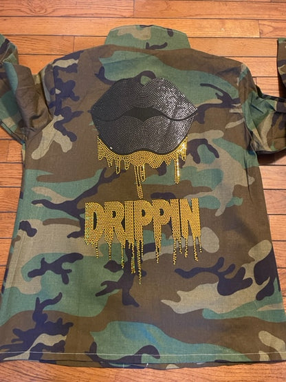 Drippin Lips Bling Patches Jacket