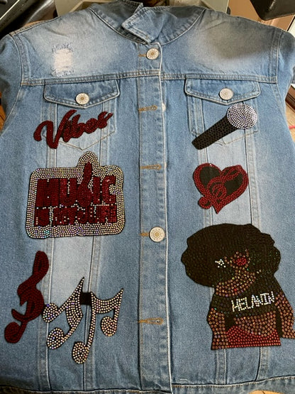 MUSIC LOVER Bling Patch Jean Jacket